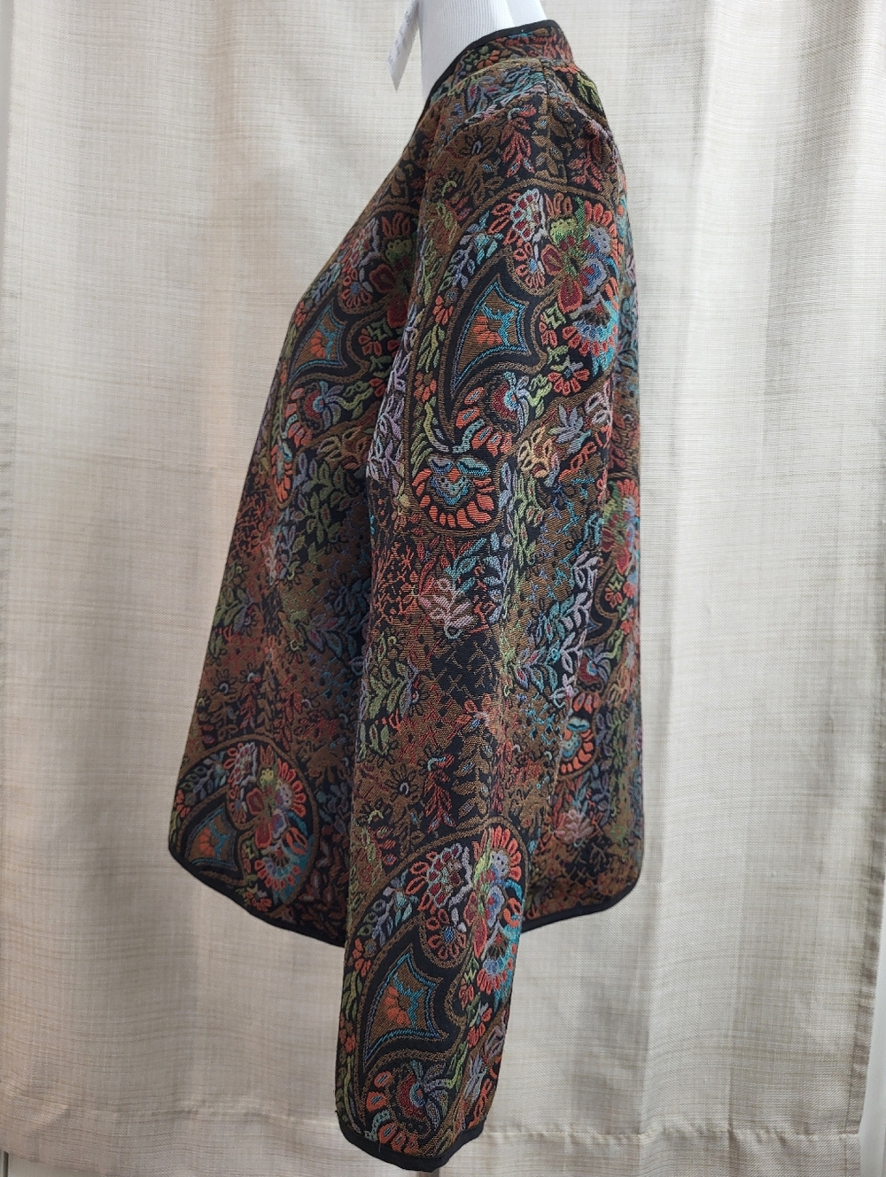 BonWorth Paisley Floral Tapestry Jacket Full Zip Women’s Vtg Size Medium Boho - Picture 2 of 11